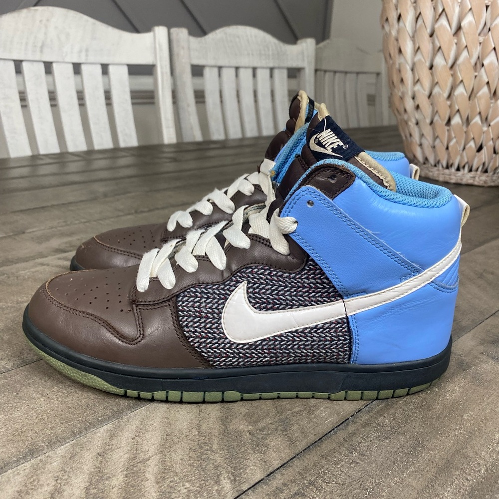 Nike Dunk High Blue Brown Womens Size 10 Walking Athletic Running Shoes Sneakers